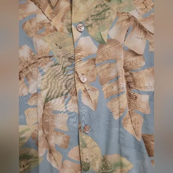 Tori Richard blue leaf Hawaii theme shirt - Picture 3 of 6